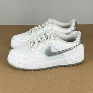 Nike Air Force 1 GS Leather Athletic Shoes Youth 4Y White Football Gray Lace Up
